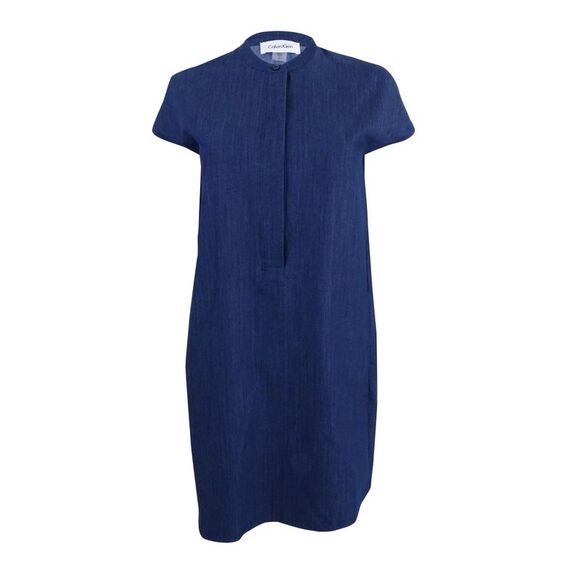Calvin Klein Women's Denim Shift Dress - Bright Blue - Picture 1 of 2